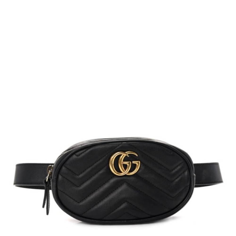 Calfskin Matelasse GG Marmont Belt Bag in Black